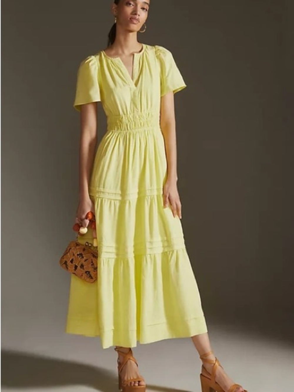 Anthropologie Somerset Linen Mack Dress in Yellow